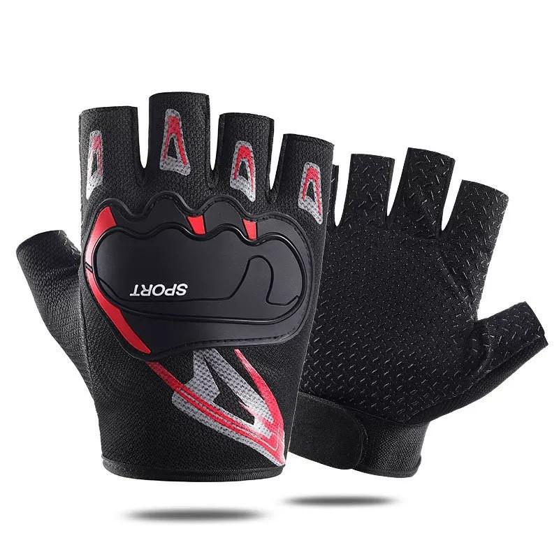Mens Half-Finger Cycling Gloves Breathable Mesh Anti-Slip Motorcycle Driving Sport