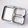 Stainless Steel Lunch Box Kitchen Snack Food Container Lunch Box 24.5x17.5x6cm Three Compartments With Silicone Seals Lids