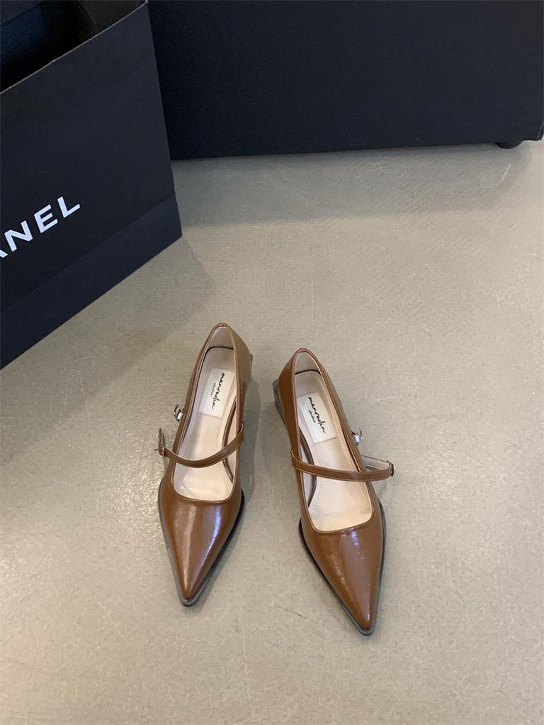 Туфли Мэри Джейн в стиле ретро на толстом каблуке, весенние и осенние, модные, с неглубоким острым носком, женские, удобные, офисные туфли-лодочки