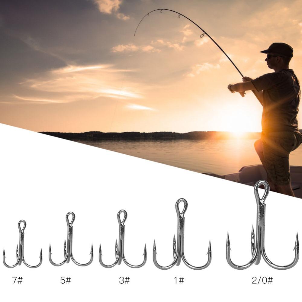 50PCS with Barbed Fishing Treble Hook Sharpened Round Bend Hook Treble Hook Fishing Enthusiasts