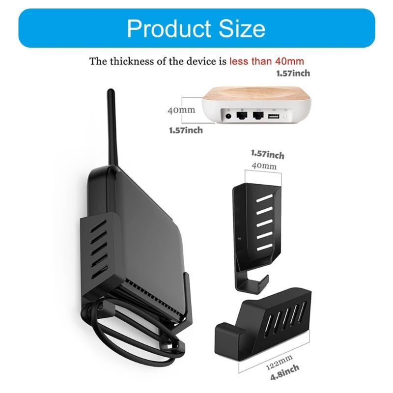 Регулируемая настенная подставка для роутеров для ТВ-боксов, ноутбуков и многого другого. Вмещает устройства толщиной до 4 см.