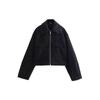 Fall/Winter Chic Street Coat for Casual Women with Pocket Front Zipper Vintage Lapel Bomber Jacket with Long Sleeves