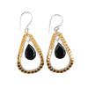 Natural Black Onyx Gemstone 925 Sterling Silver Jewelry Handmade Earrings 2.27" EE-82-15