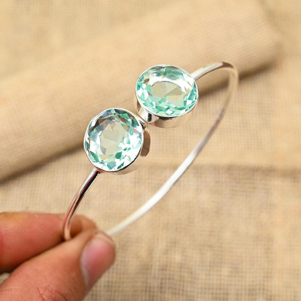 Великолепный аква-апатит, драгоценный камень ручной работы, ювелирные изделия из стерлингового серебра 925 пробы, регулируемые манжеты для женщин