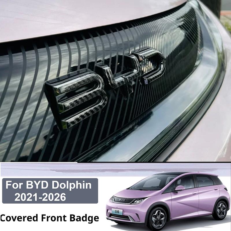 Для BYD Dolphin 2021-2026 Автомобильное Покрытие Неснимаемое Черный Воин Передний Значок Модификация Передний Значок из Углеродного Волокна Аксессуар