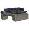9 Piece Garden Sofa Set with Cushions Grey Poly Rattan & Acacia