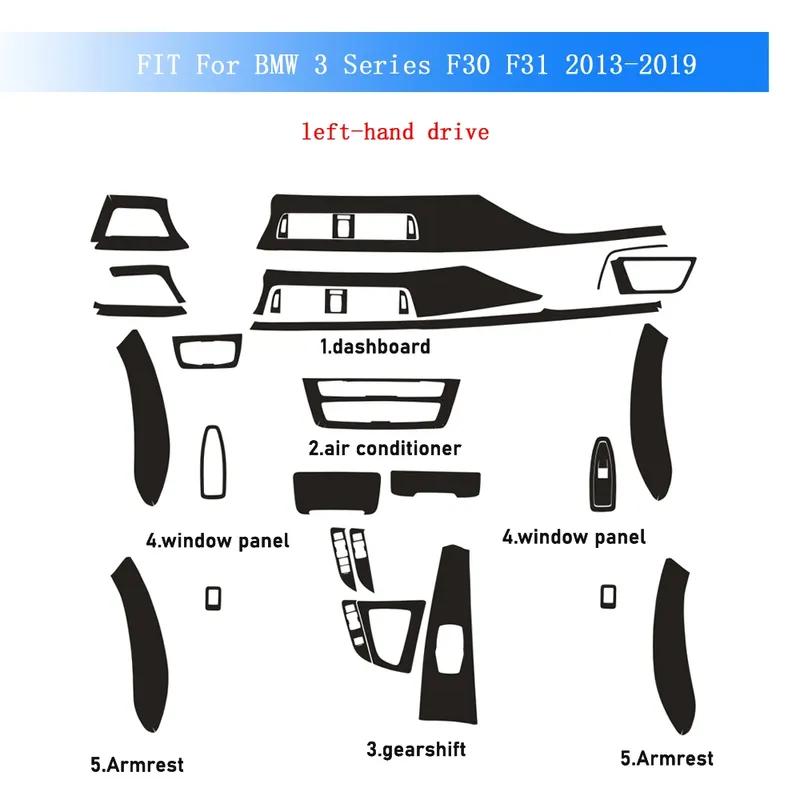 Carbon Fiber For BMW 3 Series F30 2013- Car Film Interior Sticker Center Console Gear Dashboard Air Door Handle Lift Panel