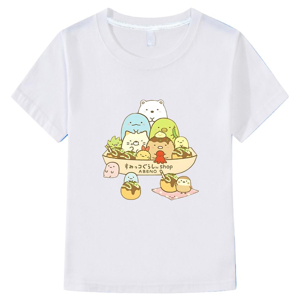 Футболки Sumikko Gurashi Детская летняя одежда Футболки с мультяшным принтом Футболки для мальчиков и девочек Аниме футболки Хлопковый топ