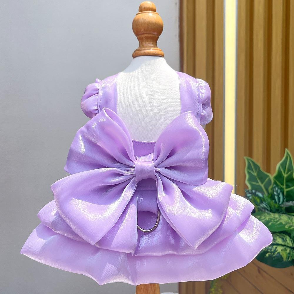 Breathable Puppy Princess Dress Bow Design Cat Dog Vest For Chihuahua Pomeranian Teddy