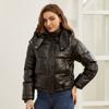 Jmprs модные женские парки с капюшоном из искусственной кожи, зимнее толстое пальто-бомбер, теплая искусственная кожа, черная хлопковая подкладка, пуховик, верхняя одежда