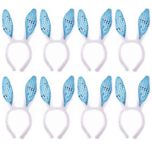 Livingda Spangled Feather Rabbit Headband, Blue, 8 Pieces