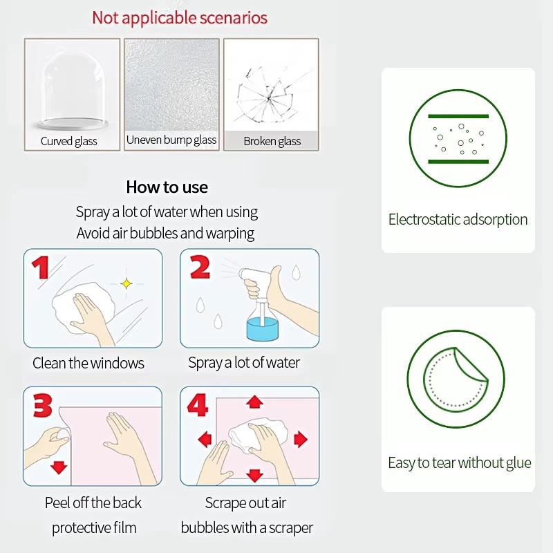 1 Sheet Glass Window Film Double-sided Viewing Stained Removable Glass Sticker Colorful Flower & Vine Window Stickers PVC