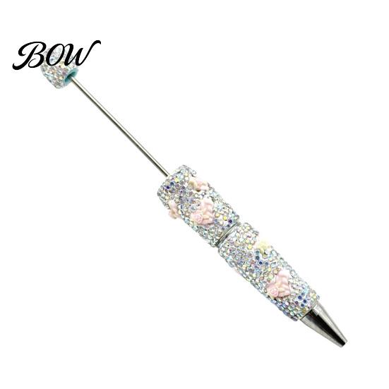 Creative Beaded Gift Pen DIY Glow-in-the-Dark Diamond Pen, Rhinestone Ballpoint Pens with Cartoon Charms, Cute Glitter Writing Attractive Luminous