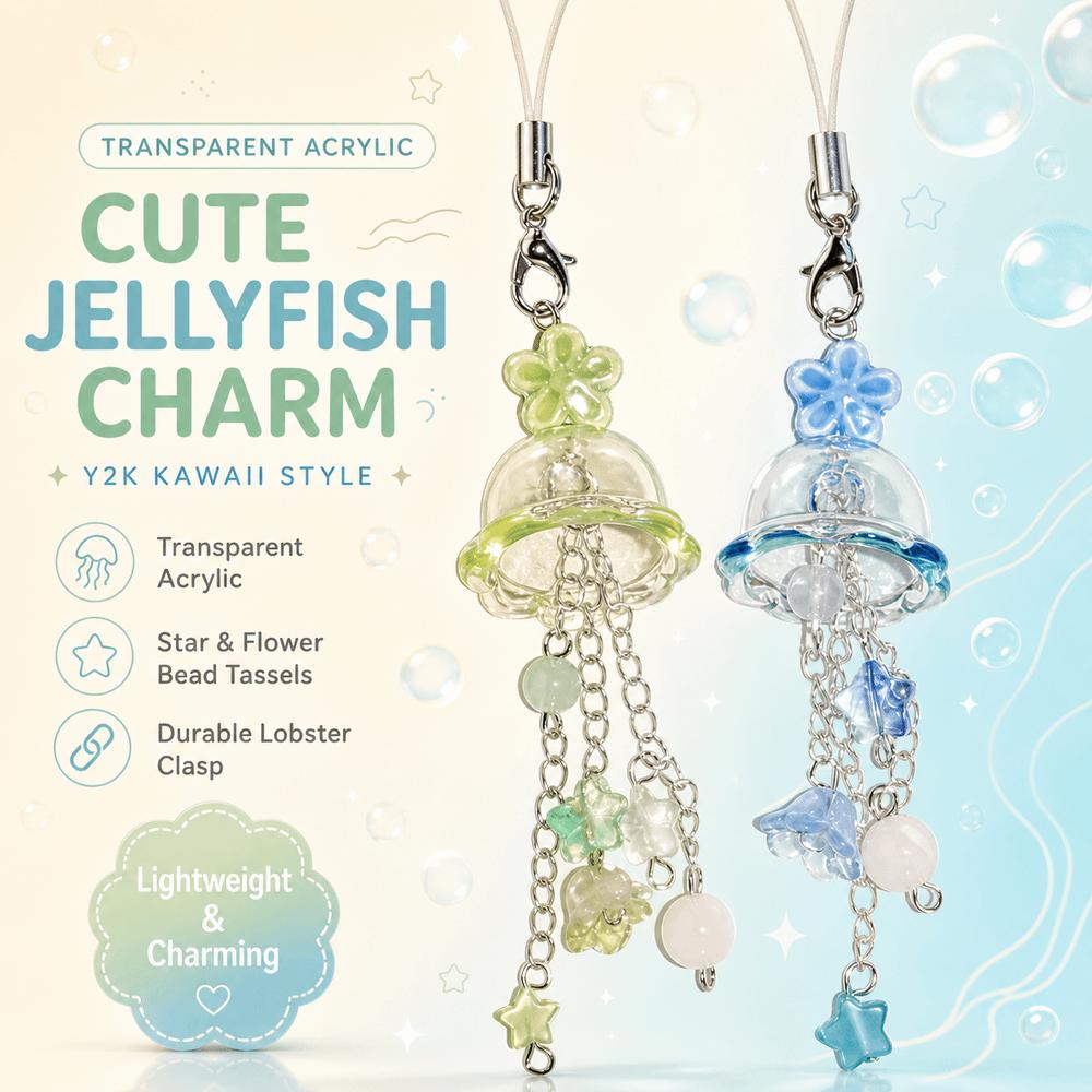Transparent Phone Charm Star Flower Bead Phone Charm Pendant Mobile Phone Chain Bag Accessories
