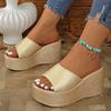 Модные шлепанцы на танкетке с толстой подошвой для женщин, большие размеры, модные сандалии на массивной платформе, женские летние 2025, шлепанцы для пляжа на толстой подошве