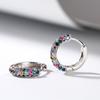 Fashion Silver Color Round Mini Earrings Set Half Hoop Colorful Zircon Ladies Luxury Jewelry Hoop Earrings