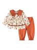 Girls' Spring & Autumn Two-Piece Set: Long Sleeve Top & Pants, Pure Cotton, Fashionable Baby Outfit.
