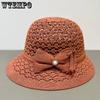 Summer Breathable Woven Bow Large Brim Sun Hats New Stylish Mom Hats Casual Versatile Summer Sun Protection Hats