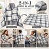 Plaid Wearable Blanket with Buttons, Cozy Shawl Wrap Cape for Home and Travel