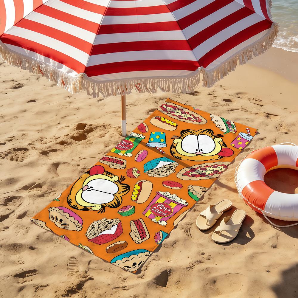 cute fun cartoon art cat Towel soft Beach Towels Trip swim Pool bathing G-GarfieldS Towel Gym Spa home Decor Gift Holiday