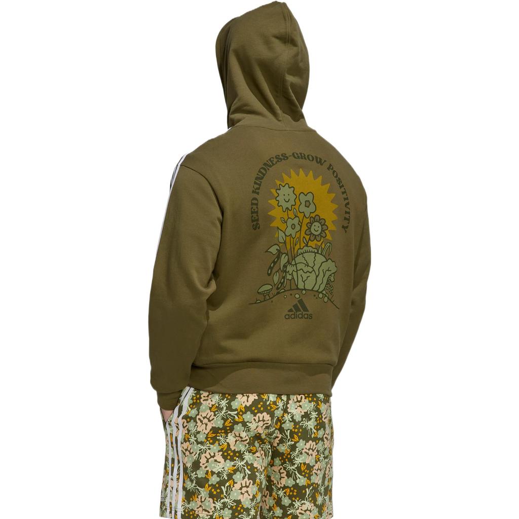 Adidas Спортивная куртка с капюшоном на молнии с цветочным принтом и алфавитом, мужская зеленая куртка HS3507