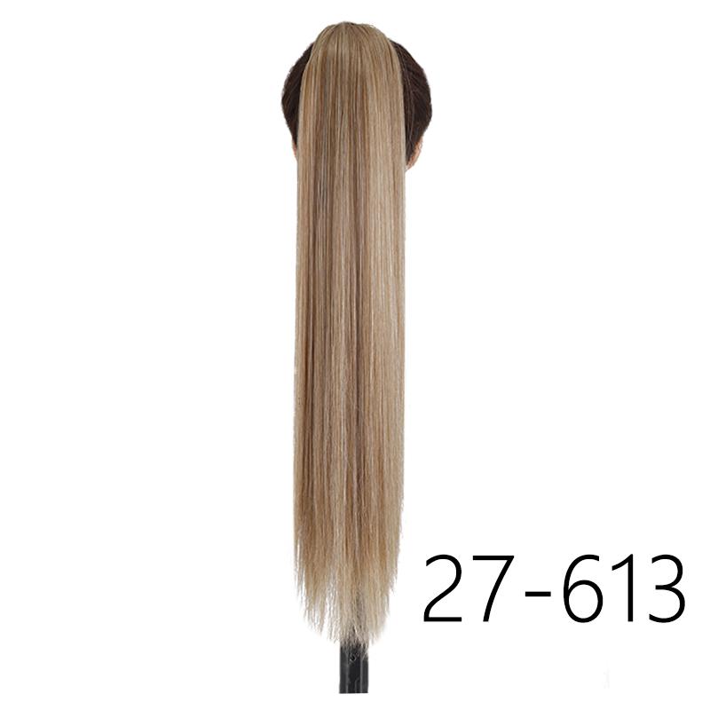 LISI HIAR Women Long Straight Ponytail Hair Wig Red Wine Blond Light Grey Black Synthetic Fiber Hair Extensions Party Time Daily Use