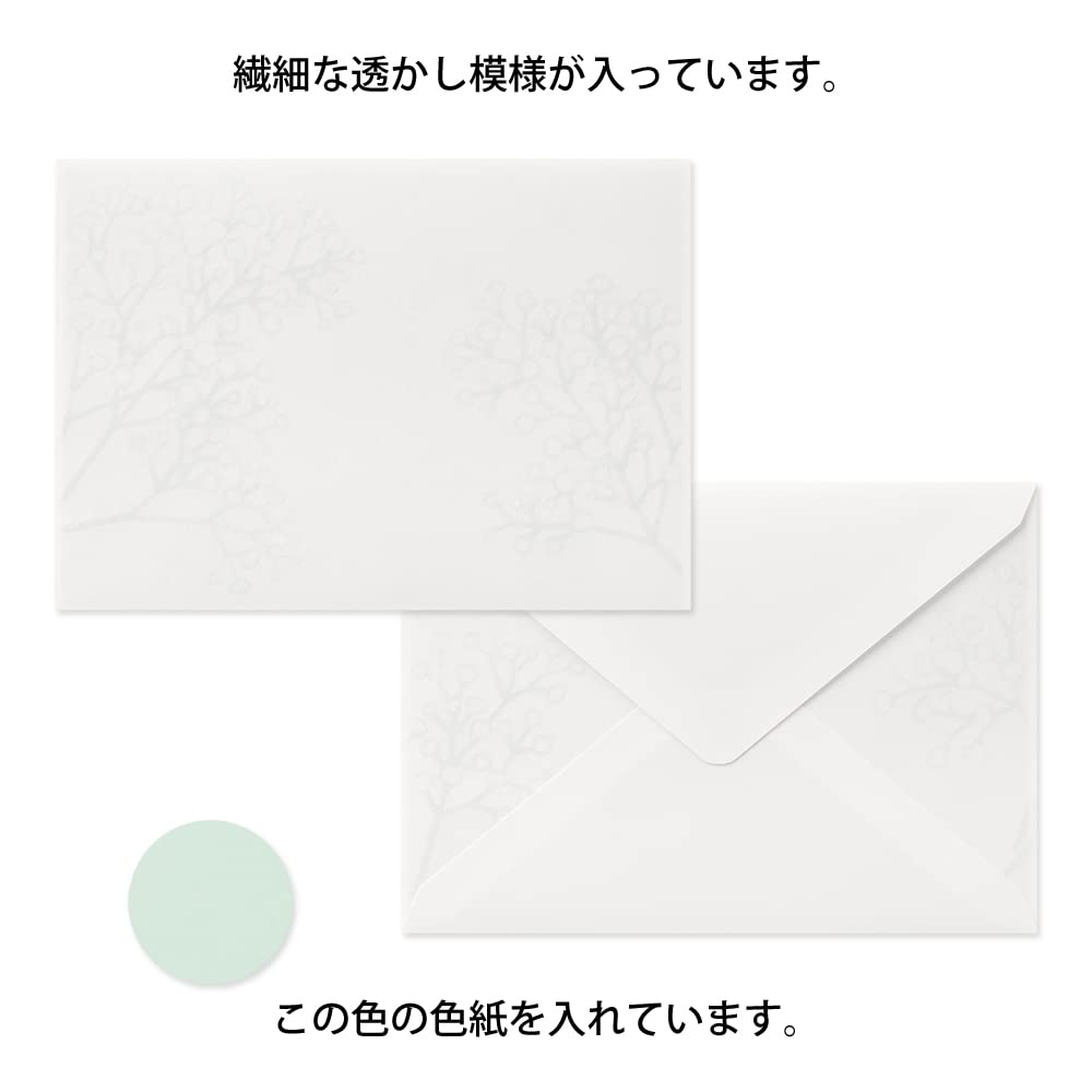 Midori Envelope Watermark Western 2 6 Pieces of Japanese Paper 6 Pieces of Colored Paper Kasumi Grass Pattern 20580006