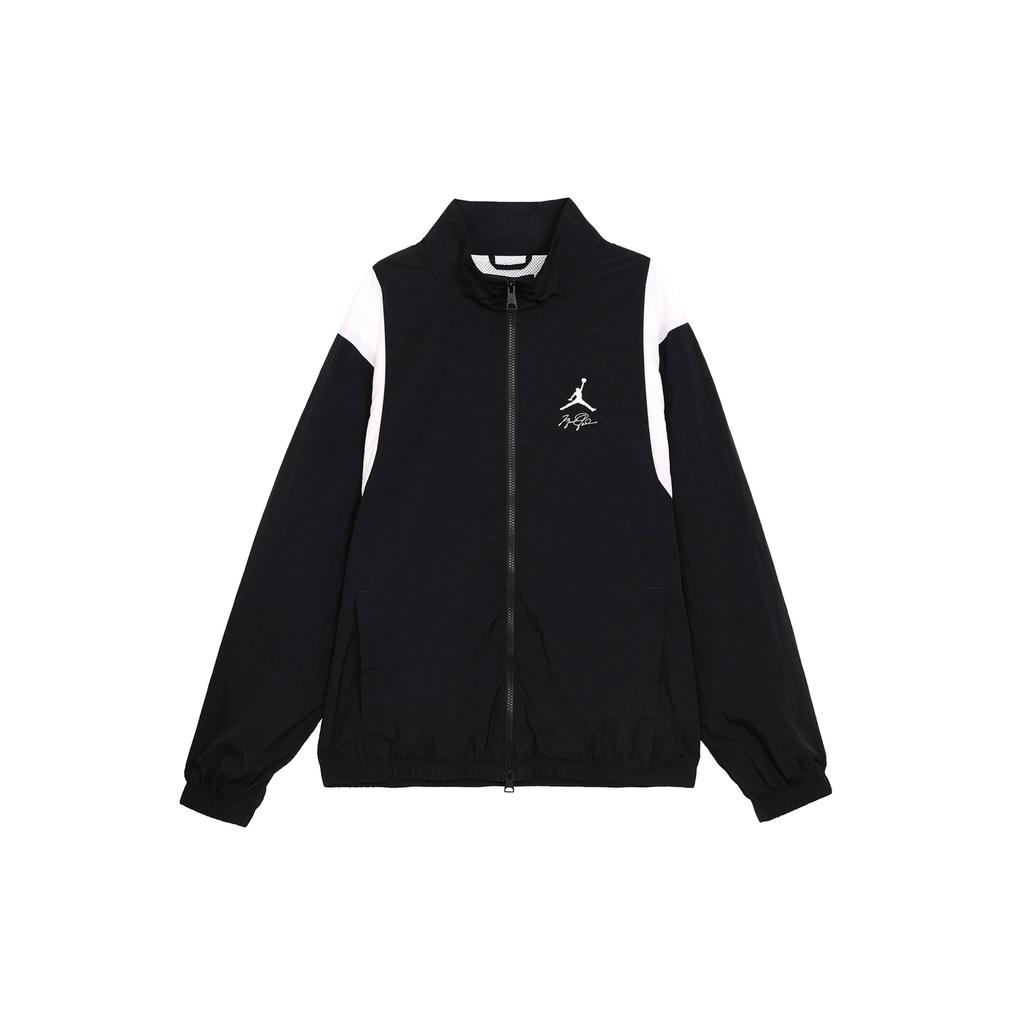 Jordan Solid Color Embroidered Zip Collar Jacket Men Jacket Black FN4622-010