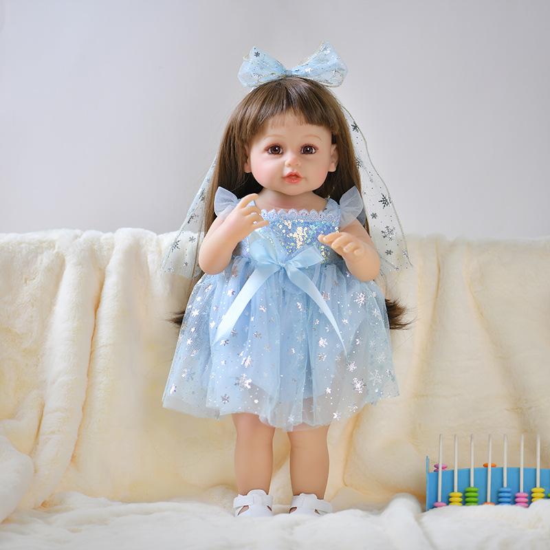 55 см кукла реборн с длинными волосами для девочек, имитация детских подарков, игрушки, реалистичные куклы, игрушки для девочек, подарки, комплект куклы реборн