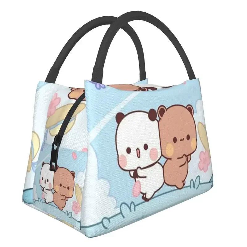 Kawaii Mochi Cat Peach And Goma Thermal Insulated Lunch Bags Women Resuable Lunch Tote for Outdoor Picnic Storage Meal Food Box