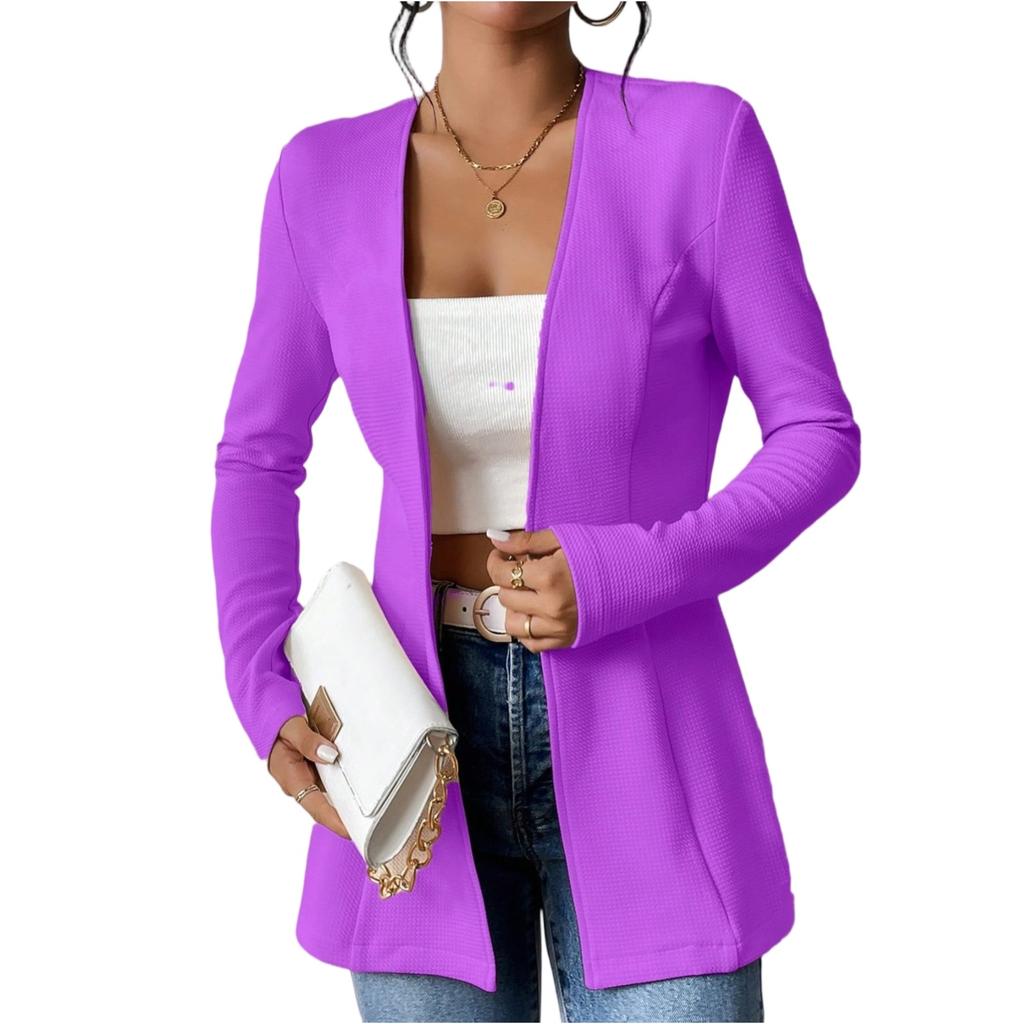 Женский модный повседневный пиджак с V-образным вырезом на одной пуговице однотонный с длинным рукавом