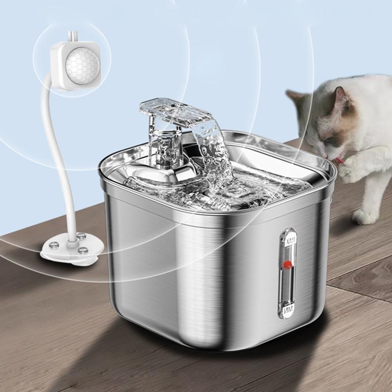 304 Full Stainless Steel Pet Water Fountain Dishwasher Safe Automatic Cat Waterer Ultra Quiet Drinking Bowl for Dogs
