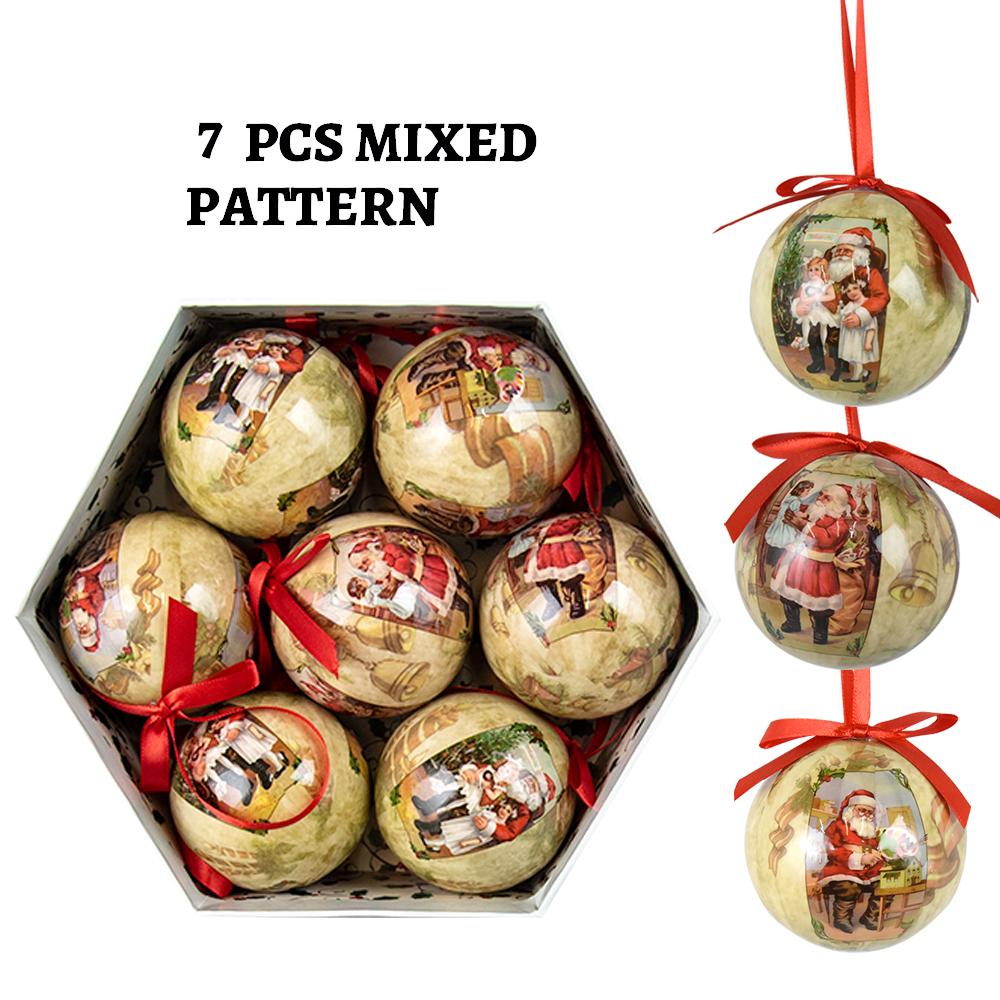 Xmas Party Hanging Ball for Home Party Ornament Christmas Gift Christmas Tree Decor Ball Baubles Ornament  Xmas Tree Toys 7 PCS  a Set