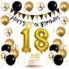 Black Gold Happy Birthday Flag Happy Birthday Party Decoration Arrangement Digital Foil Balloon Set