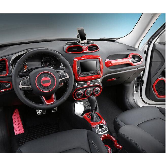 For Jeep Renegade 15-2023 Glossy Red Inner Door Handle Bowl Frame Trim 4pcs