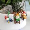 3Pcs Hanging Gnome Figurine Ladder Climbing Colorful Faceless Dwarf Resin Statue Sculpture Desktop Garden Decoration Ornament Festival Gift