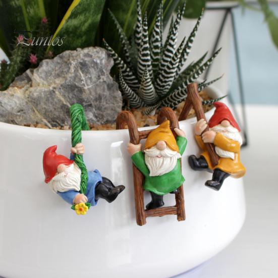 3Pcs Hanging Gnome Figurine Ladder Climbing Colorful Faceless Dwarf Resin Statue Sculpture Desktop Garden Decoration Ornament Festival Gift