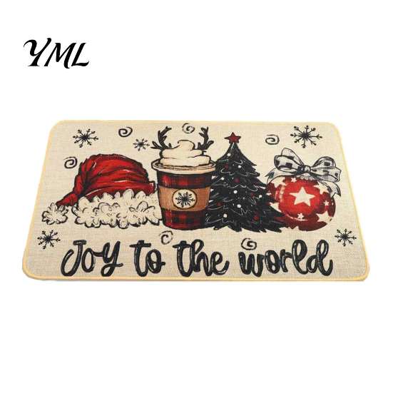 Christmas Bathroom Door Rug Mat, Festive Entrance Rug, 35" x 24" Non-Slip Washable Indoor Floor Mat Welcome Water Absorbent for Kitchen Holiday