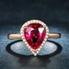 Винтажные капли воды красные кристаллы рубины драгоценные камни бриллианты кольца для женщин 14k розовое золото цвет ювелирные изделия бижутерия Bague романтические подарки