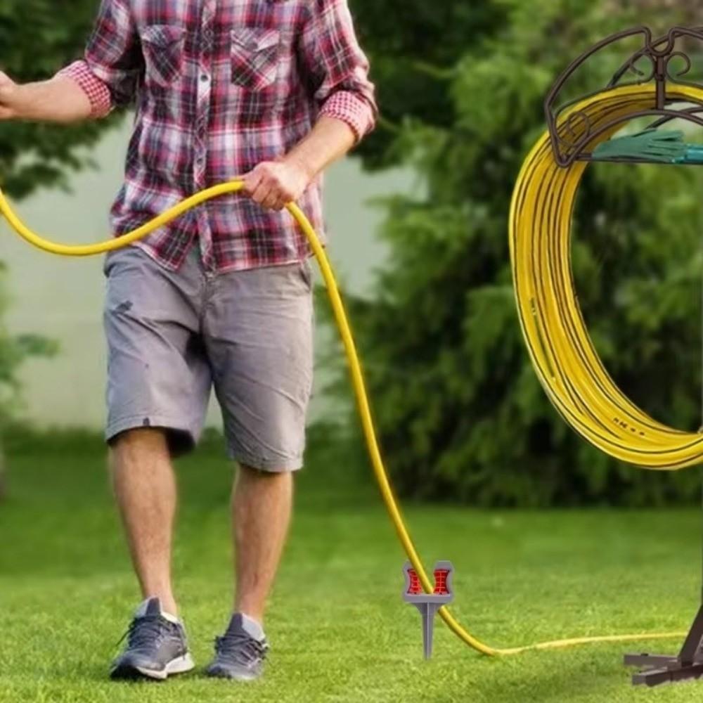 2Pcs Roller Wheel Garden Hose Guide Stake Ground Spike Lawn Hose Holder Water Pipe Guide  Flower Bed