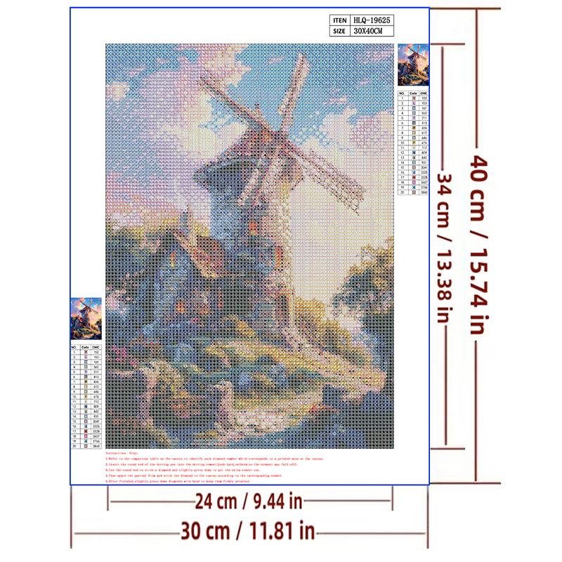 5d DIY Алмазная картина вышивка крестом Ветряная мельница Пейзаж Алмазная вышивка Мозаика Полный Круглый Дрель Домашний Декор