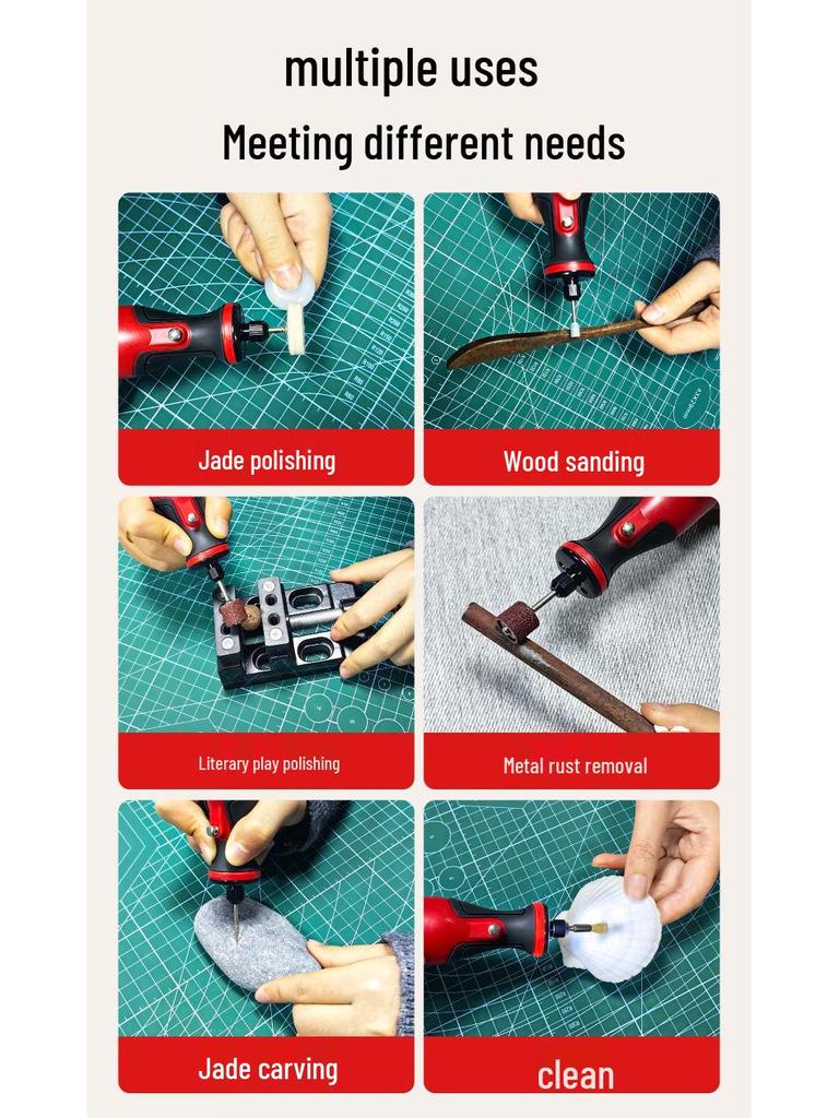 7.2V Литиевая батарея Электрическая шлифмашина с 5-ступенчатой регулировкой и подсветкой для резьбы по нефриту, шлифовки и полировки