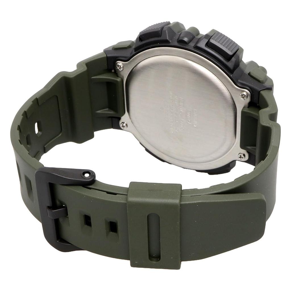 Casio Цифровые мужские часы WS-1500H-3BV с отображением данных о рыбалке и лунных данных, черный инвертированный ЖК-дисплей, армейский зеленый, модель для зарубежного рынка [параллельный импорт]