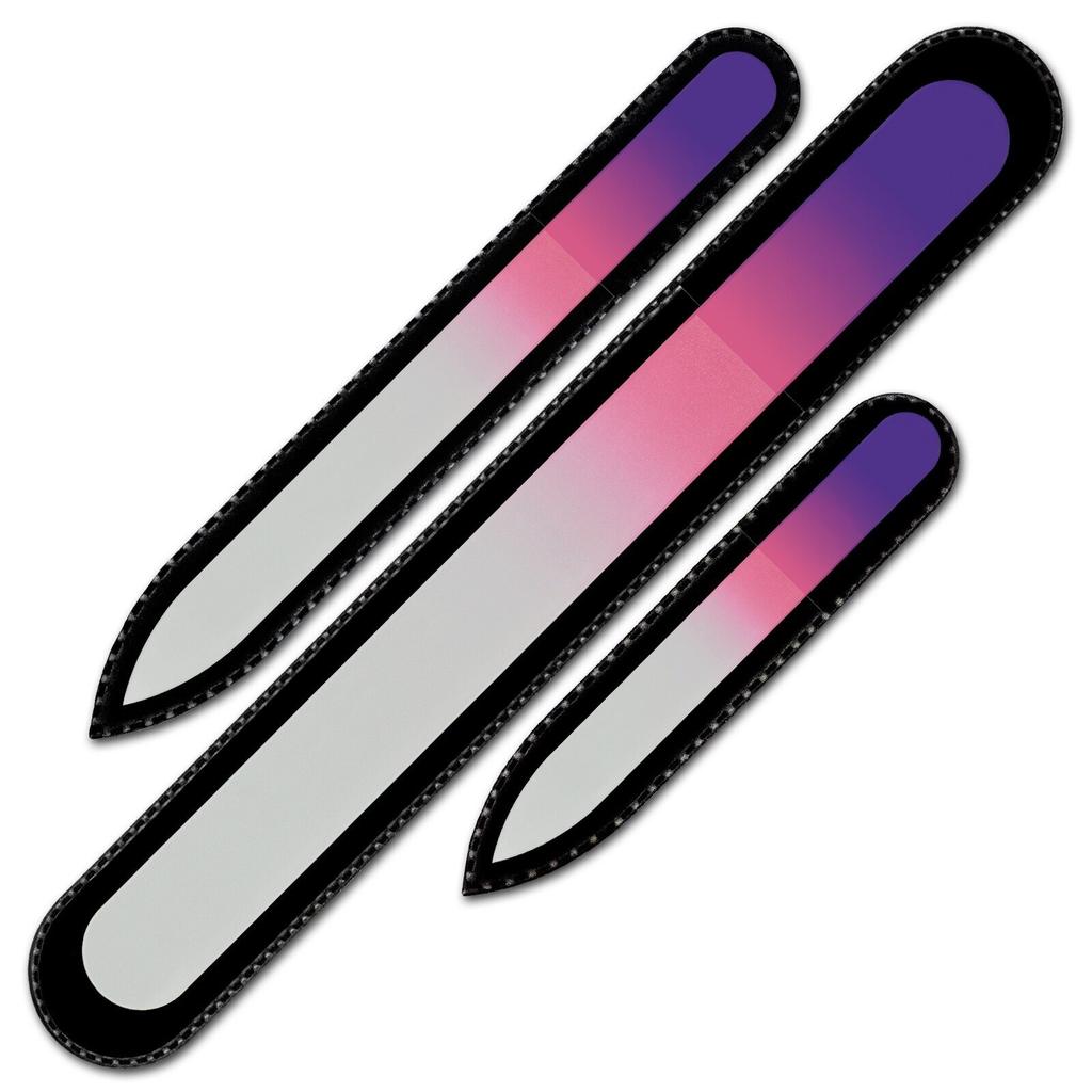 Set of 3 Rainbow Crystal Nail Files, Hand Made of Czech Tempered Glass R-BMS