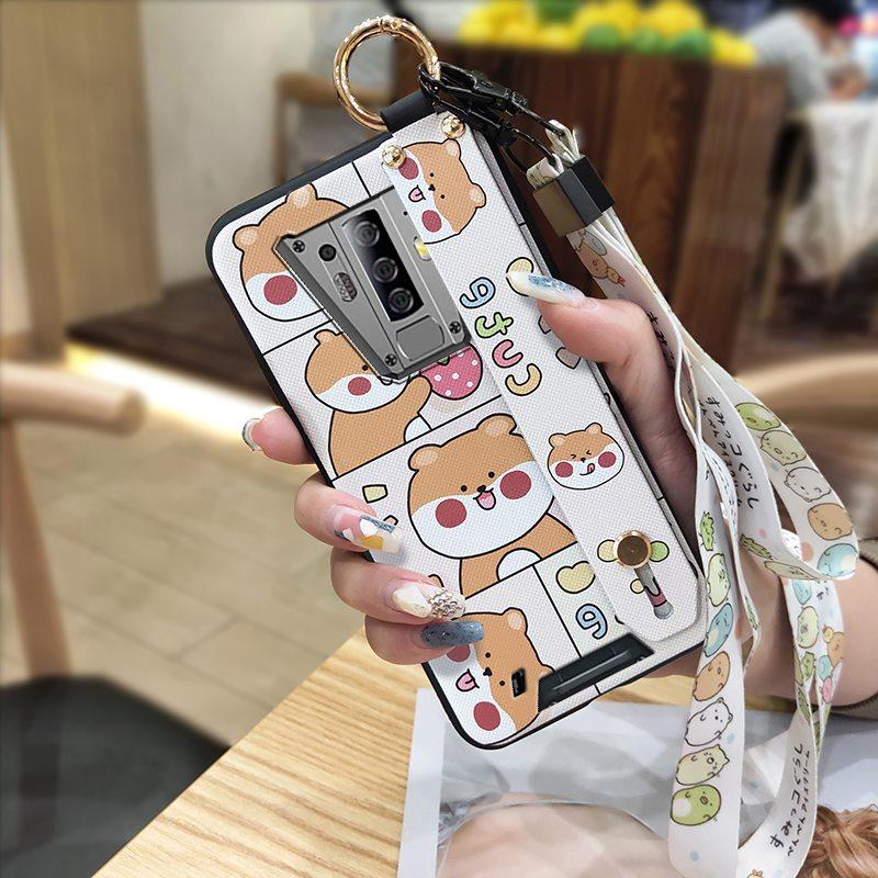 Kickstand Anti-dust Phone Case For Blackview BV6900 Wrist Strap Ring Cartoon Anti-knock Waterproof Cute Dirt-resistant