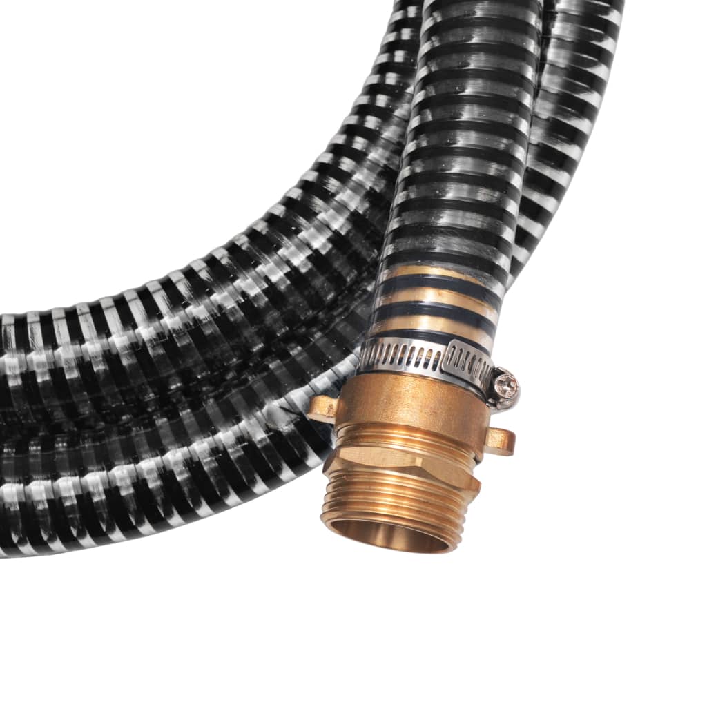 vidaXL Saugschlauch mit Messing-Anschlüssen 7 m 25 mm Schwarz