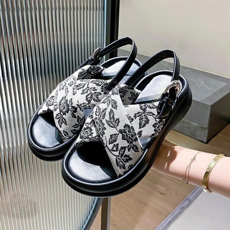 Мода 2024 модные сандалии с пряжкой на толстой подошве для женщин летние сандалии с толстой подошвой нескользящие сандалии для женщин легкие сандалии для отдыха на открытом воздухе