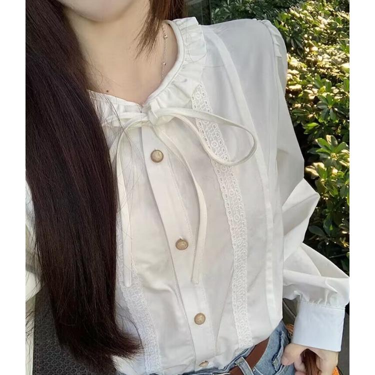 Белая рубашка с кукольным воротником, новый дизайн, рубашка Sense Niche Spring, топ с длинными рукавами во французском стиле