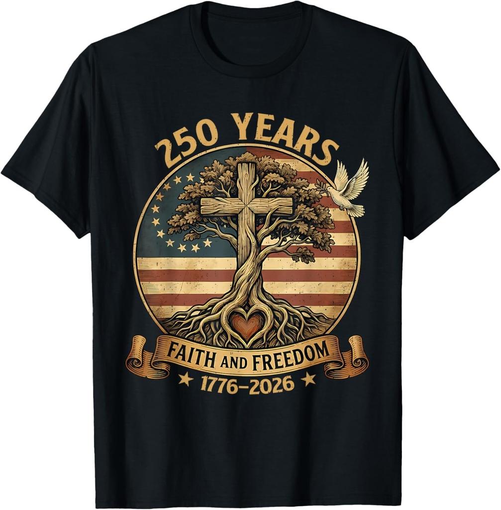 250 Years Faith and Freedom Christian USA 250th Anniversary Gift Unisex T-Shirt