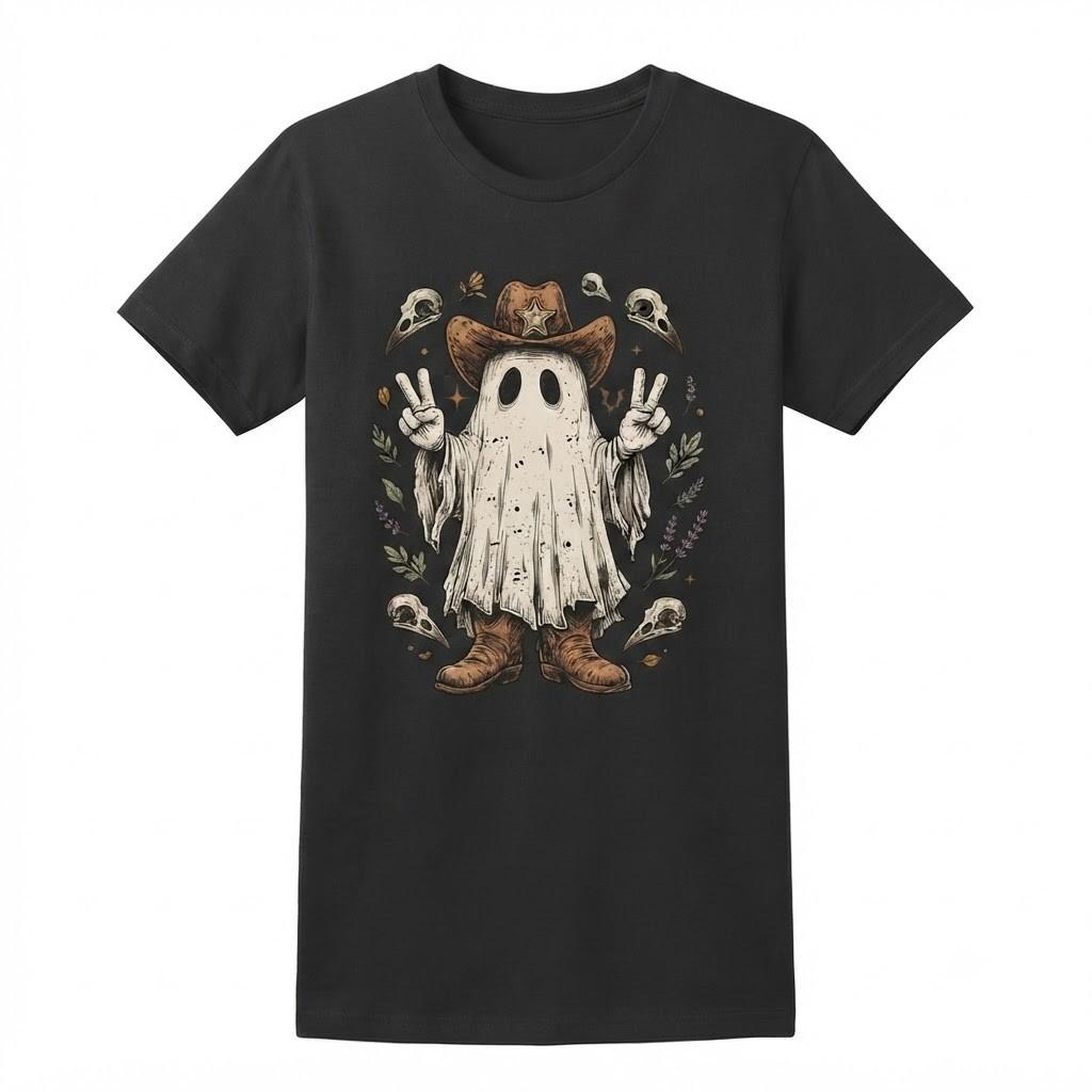 Halloween Ghost T-Shirt, Western Halloween Shirt, Cute Ghost Shirt, Country Hall